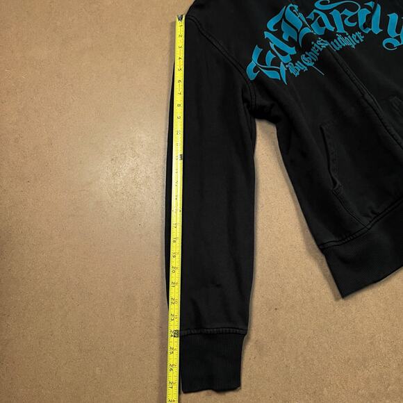 Vintage Ed Hardy Full Zip Hoodie Sweatshirt Faded Black Grunge Goth Emo Y2K - Picture 16 of 16